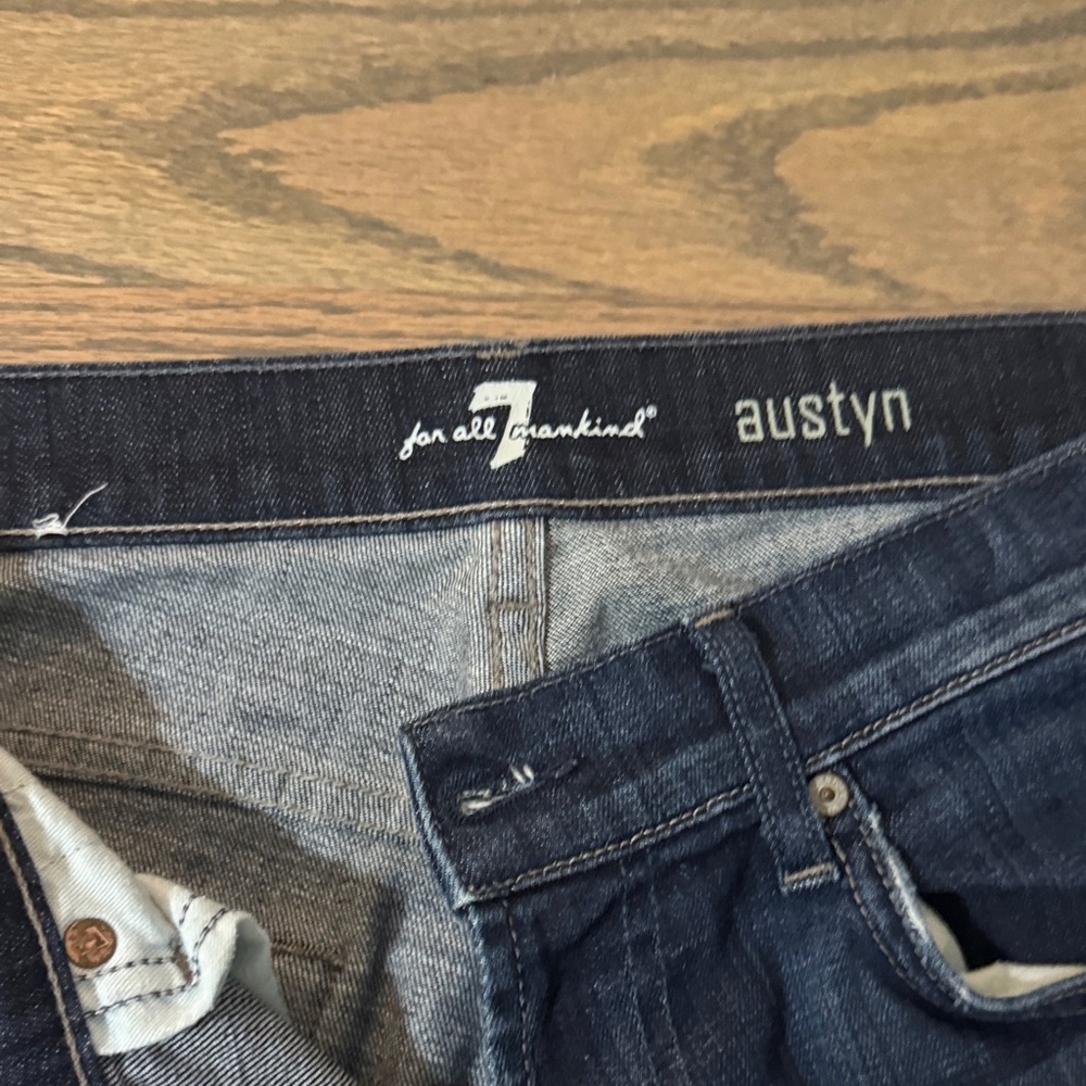 7 For All Mankind Dark Blue Straight Jeans - Picture 2 of 5
